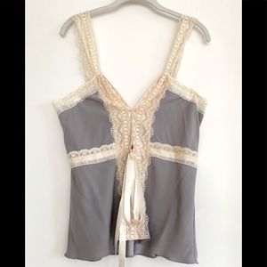 Miguelina Silk and Lace Top in Lilac Size L